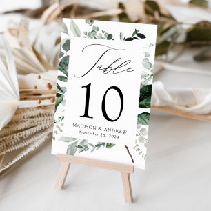 Abundant Greenery Personalised Wedding Table Number