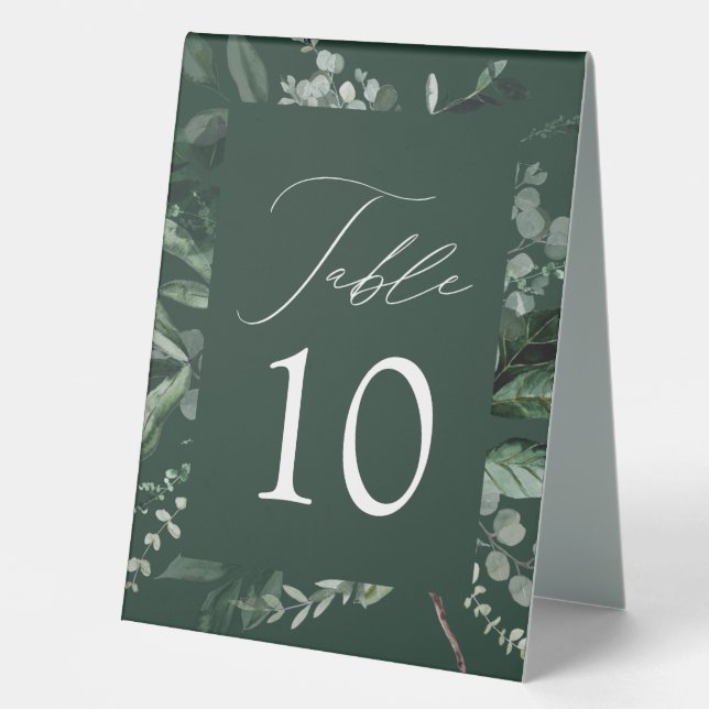 Abundant Greenery Wedding Table Number (Front)