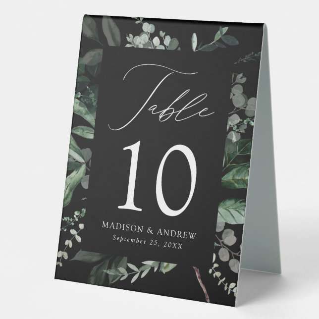 Abundant Greenery Wedding Table Number (Front)