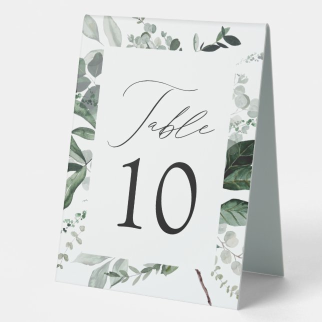 Abundant Greenery Wedding Table Number (Front)