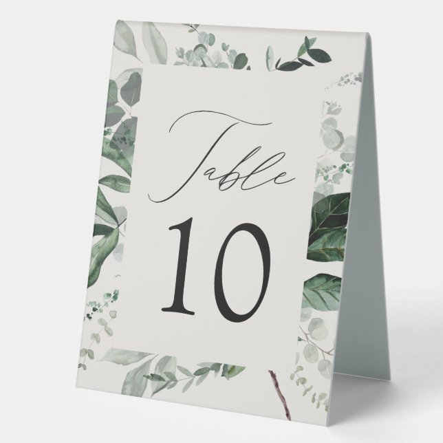 Abundant Greenery Wedding Table Number (Front)