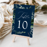 Abundant Greenery Wedding Table Number<br><div class="desc">Elegant,  botanical wedding table cards featuring the table number nestled in a rectangular frame surrounded by eucalyptus,  ferns,  and other rich greenery with a navy background. Personalise the number for each table card and add it to your cart. Designed to coordinate with our Abundant Greenery wedding collection.</div>