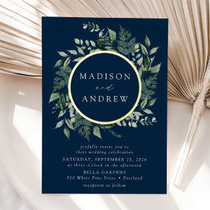 Abundant Greenery Wreath Navy Wedding Gold