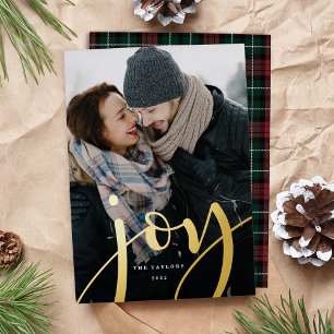 Abundant Joy   Vertical Photo Foil Holiday Card