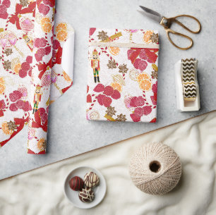 Abundant Red Nutcracker Spice Botanical Wrapping Paper