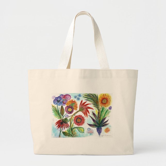 Abundant Zinnias Large Tote Bag (Front)