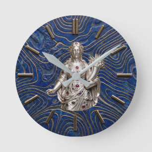 Abundia 3 D Good Fortune + Prosperity Lapis Round Clock