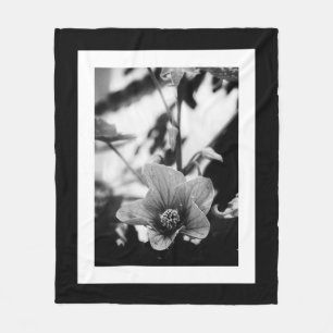 Abutilon Pictum Black and White Floral Photography Fleece Blanket