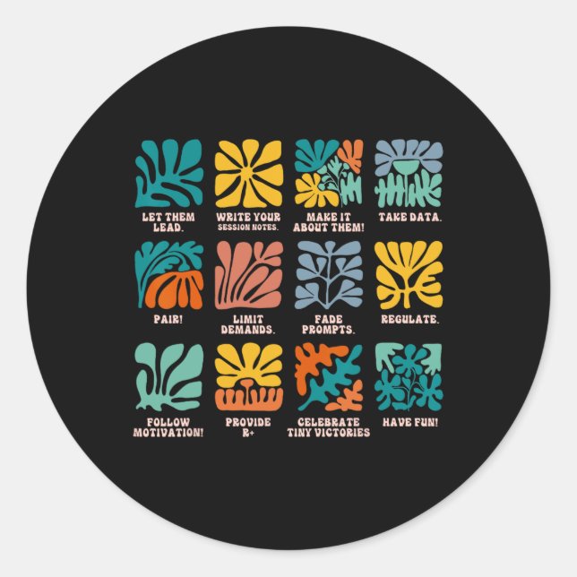 Aby Applied Behaviour Analyst Advocate Autism Lets Classic Round Sticker (Front)