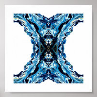 Abyss Abstract Navy Blue Gold White Fluid Art