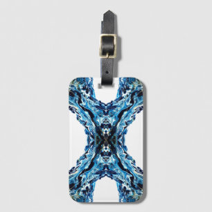Abyss Blue Abstract Acrylic Paint Pour Fluid Art Luggage Tag