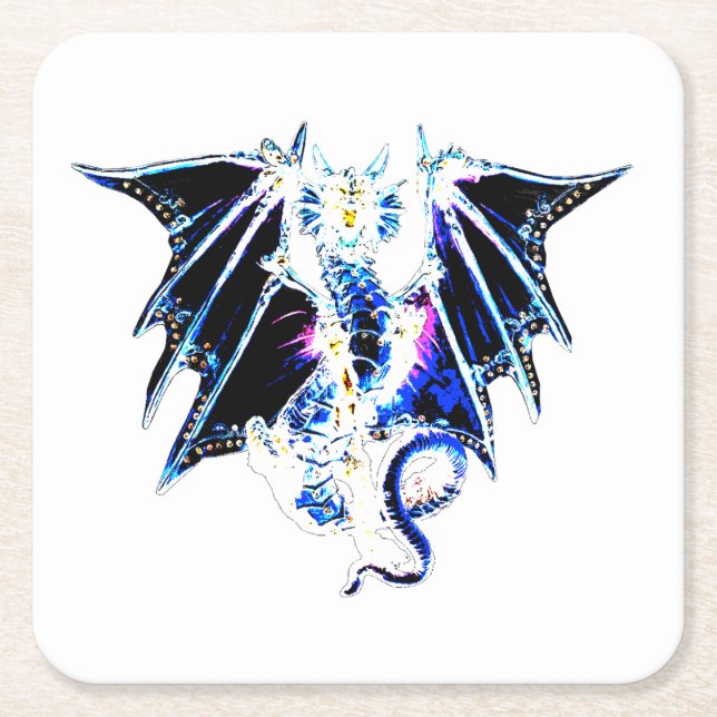Abyssal Leviathan Style Sea Serpent Fantasy  Square Paper Coaster (Front)