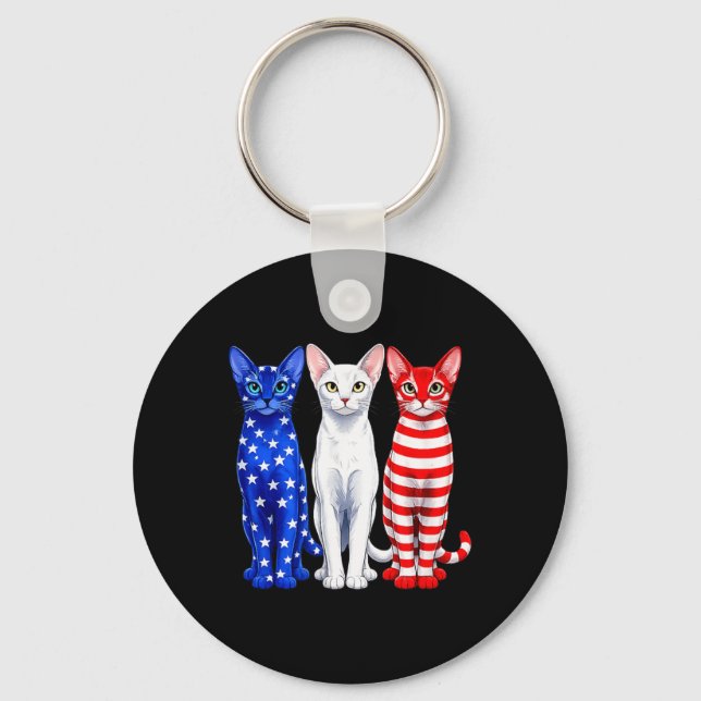 Abyssinian Aamerican Flag 4th Of July Independence Key Ring (Front)