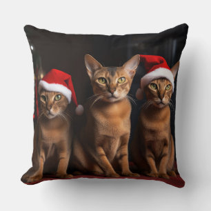 Abyssinian by the Fireplace Christmas Cushion