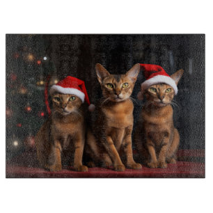 Abyssinian by the Fireplace Christmas Cutting Board