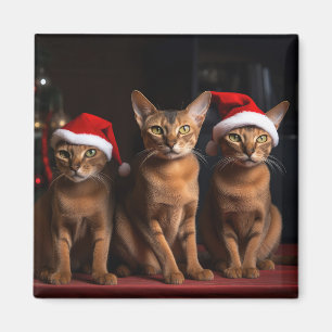 Abyssinian by the Fireplace Christmas Magnet
