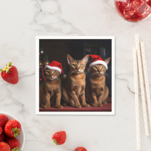 Abyssinian by the Fireplace Christmas Napkin