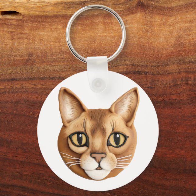 Abyssinian Cat 3D Inspired Key Ring (Back)