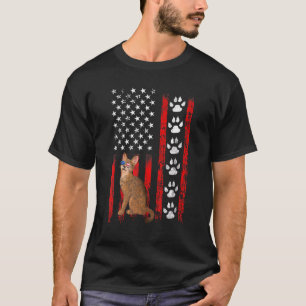 Abyssinian Cat 4th Of July Patriotic American Flag T-Shirt