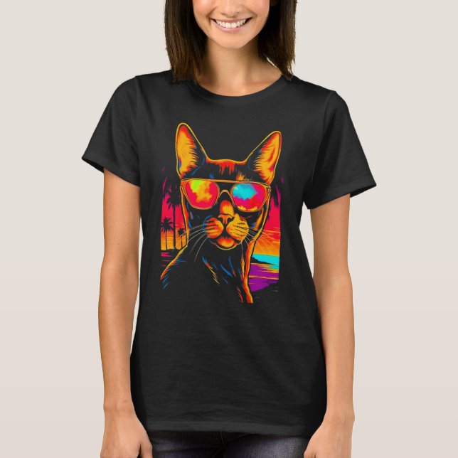 Abyssinian Cat Beach Party T-Shirt (Front)