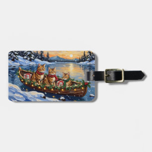 Abyssinian Cat Christmas Boat Holiday Luggage Tag