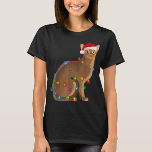 Abyssinian Cat Christmas Lights Xmas Cat Lover T-Shirt