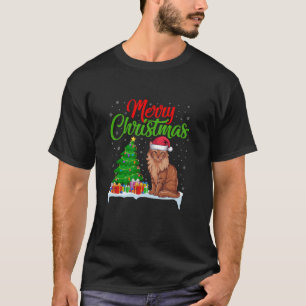 Abyssinian Cat Christmas Tree Lights Funny Xmas Ca T-Shirt