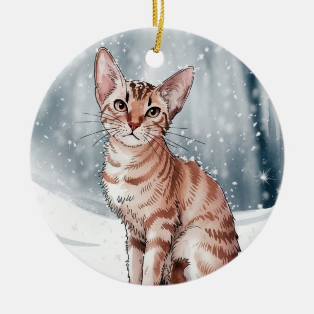 Abyssinian Cat Circle Christmas Xmas Ornament (Front)