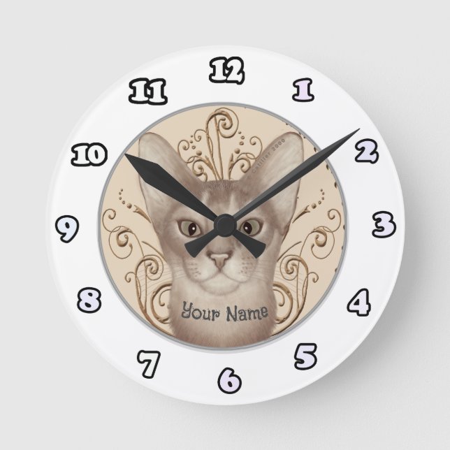 Abyssinian Cat clock (Front)