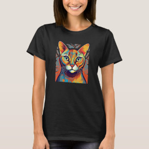 Abyssinian Cat Colourful Style, Love Cats T-Shirt