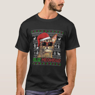 Abyssinian Cat Feliz Meowidad Funny Christmas T-Shirt