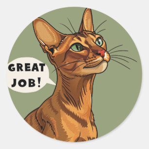 Abyssinian Cat Great Job Teacher Reward Classic Round Sticker