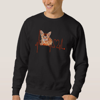Abyssinian Cat Heartbeat EKG  I Love My Aby Cat Sweatshirt