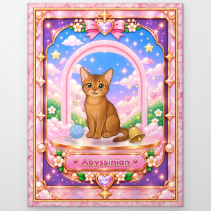 Abyssinian Cat, Kawaii Art Postcard