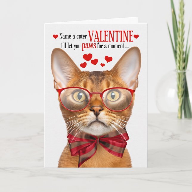Abyssinian Cat Lover Feline Humour Valentine's Day Holiday Card (Front)