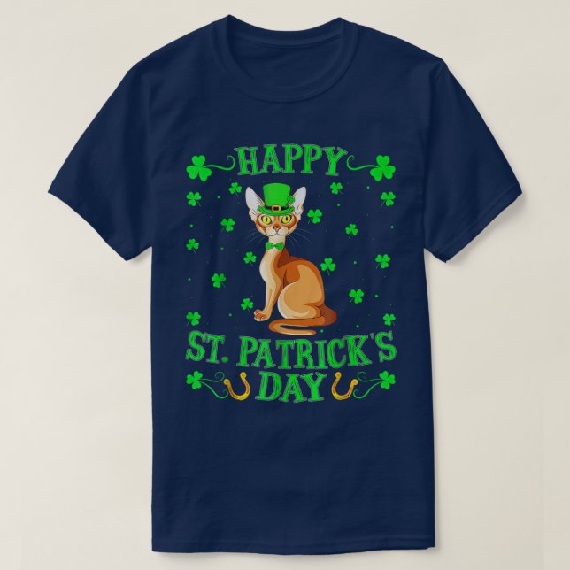 Abyssinian Cat Lover Leprechaun Abyssinian St  T-Shirt (Design Front)