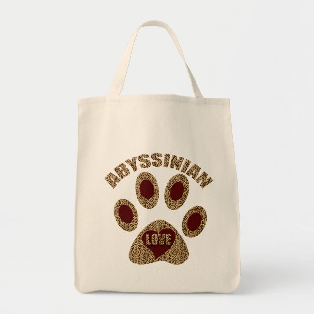 Abyssinian Cat Lover Red with Cheetah Print Tote Bag (Front)