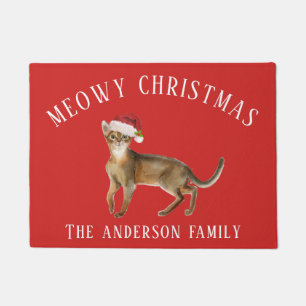 Abyssinian Cat Meowy Christmas Doormat