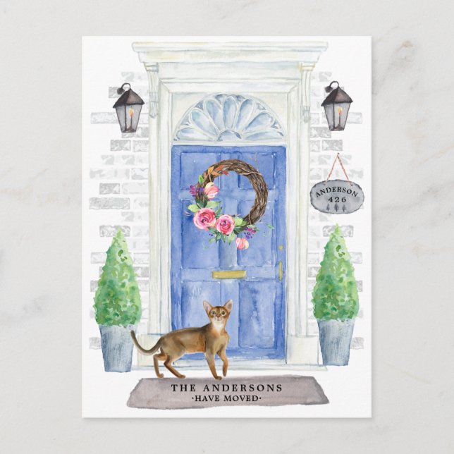 Abyssinian Cat Moving Announcement Postcard (Front)
