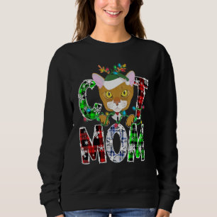 Abyssinian Cat Mum Lights Plaid Xmas Pajama Reinde Sweatshirt