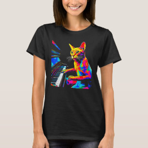 Abyssinian Cat Pianist T-Shirt
