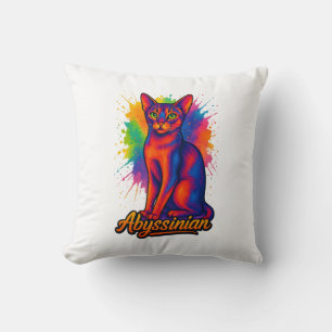 Abyssinian Cat Pop Art Colourful Illustration Cushion