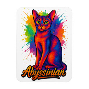 Abyssinian Cat Pop Art Colourful Illustration Magnet