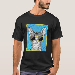 Abyssinian Cat Portrait Pop Art Cat With Sunglasse T-Shirt
