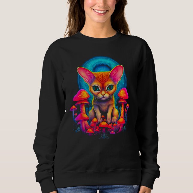 Abyssinian Cat Psychedelic Mushroom Sweatshirt (Front)