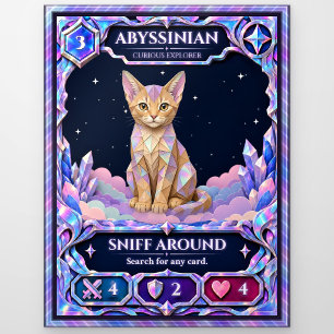 Abyssinian Cat, Rainbow Foil Art Postcard