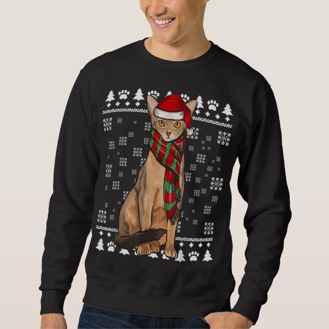Abyssinian Cat Santa Hat Xmas Ugly Christmas Sweatshirt (Front)