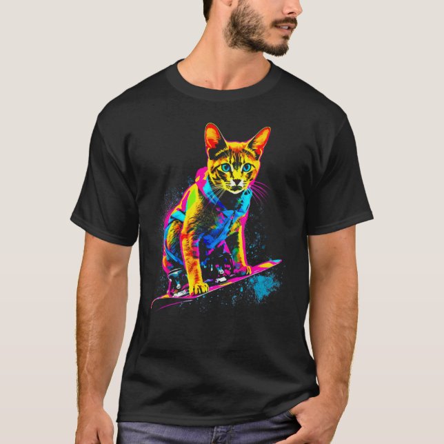 Abyssinian Cat Snowboard T-Shirt (Front)
