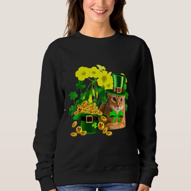 Abyssinian Cat St Patricks Day Leprechaun Cat Sweatshirt (Front)