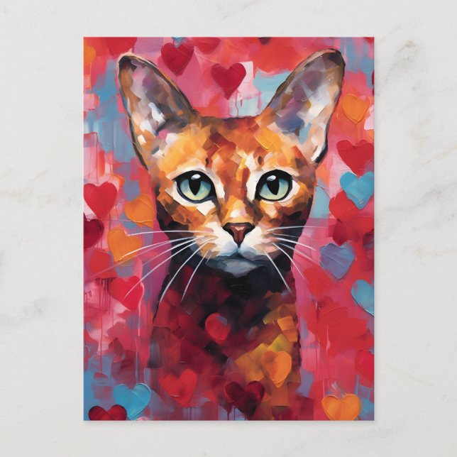 Abyssinian cat Valentine's day  Postcard (Front)